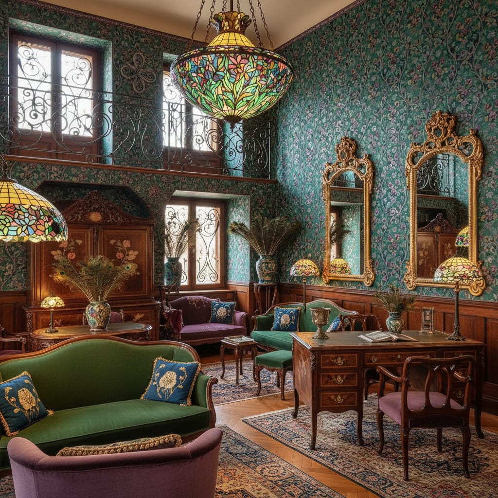 Art Nouveau Salon Ideas: Whiplash Curves, Stained Glass and Belle Époque Warmth